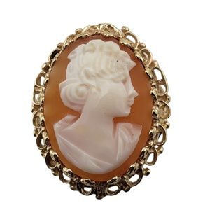 Vintage 10 Karat Yellow Gold Cameo Ring Size 7.25 #12992